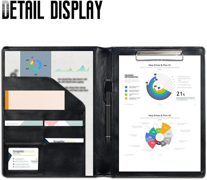 Cozeyat African Floral Padfolio for Women Binder Portfolio Folder, PU Leather Folder A4 Conference Pad Document Organizer Notepad Holder