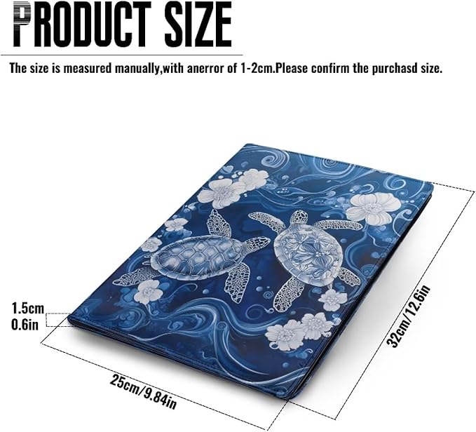 Cozeyat Floral Sea Turtle Clipboard Folder Portfolio, A4 Leather Padfolio Clipboard, Business Portfolio Clipboard Folder Professional Portfolio for Interview Resume Office Conference