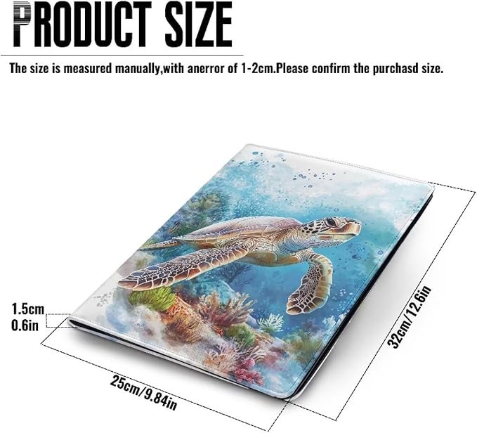 Cozeyat Underwater Sea Turtle Portfolio Padfolio Resume Folder with Pocket, PU Leather Interview Writing Legal Pads Document Organizer Portfolio with Business Card Holder