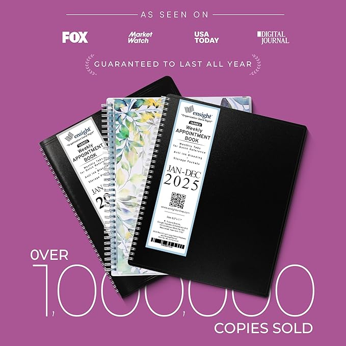 2025 Appointment Book & Planner- Ensight 6.5 x 8.5 inches, Large Tabbed Daily Hourly Weekly Planner, Calendar & Schedule Book 30-Minute time Slots, Business & Personal Planner Jan 2025- Dec 2025- Magenta