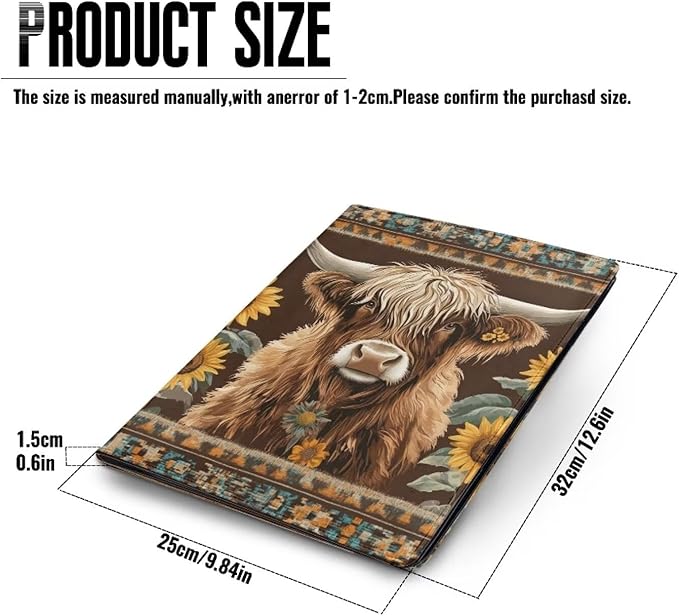 Cozeyat Padfolio with Clipboard for Men PU Leather Notepad Holder Legal Pad Holder Notebook Holder Western Highland Cow Padfolio - Business Gift