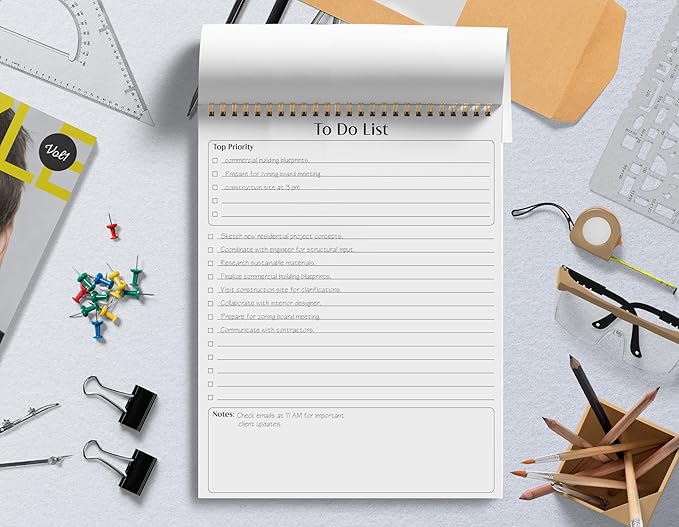 Better Office Products To Do List Notepad, 8.5" x 11", Planning Note Pad, 50 Sheets, Double Wire Spiral, Daily Agenda Productivity Checklist Organizer,(3 Pack)