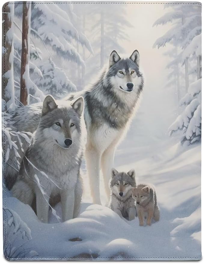 Cozeyat Family Wolf Padfolio for Men PU Leather Document Holder for Business Traveling Interview Resume Folder Portfolio Binder Organizer