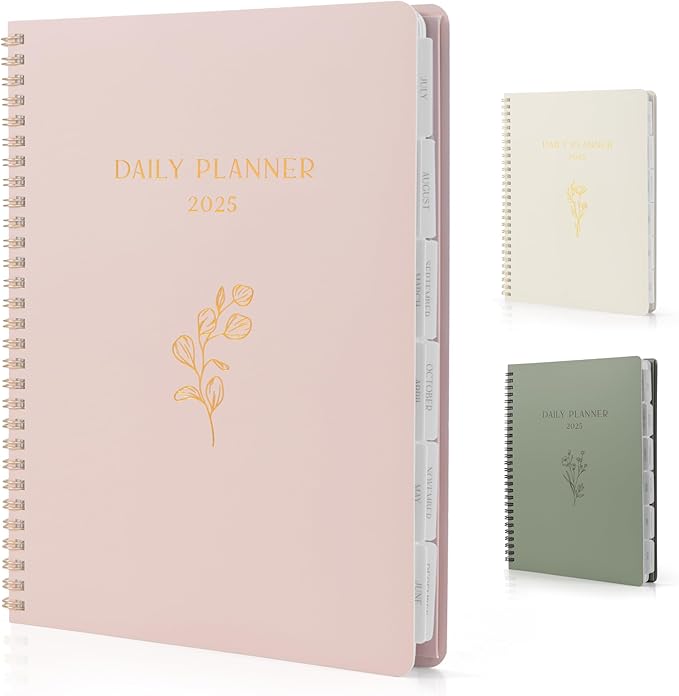 Beautiful 2025 Daily Planner - 7" x 10" Daily Planner for Women or Men with Weekly & Monthly Spreads for Easy Planning - Perfect Calendar Book To Organize All Tasks and Boost Productivity