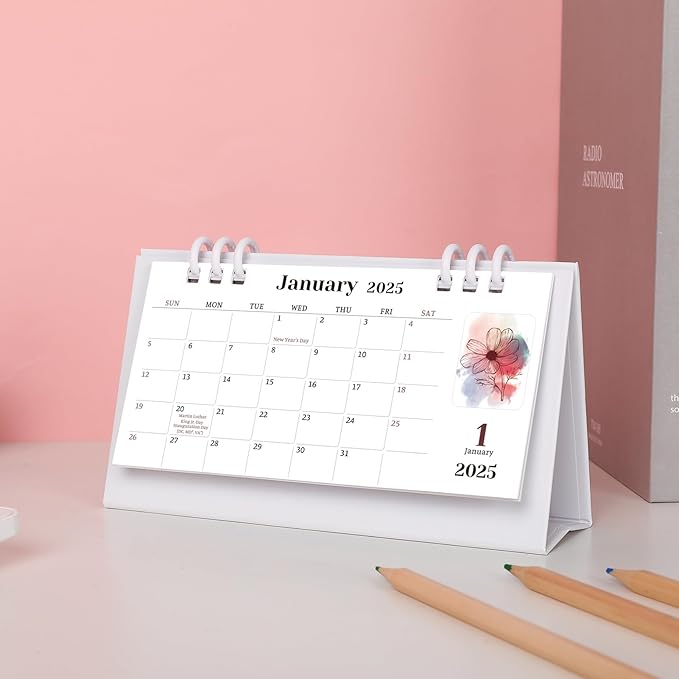 Small Desk Calendar 2024-2025, Aesthetic 2025 Desk Calendar - 6.8" x 3.7" - Runs From November 2024 Until December 2026, 26 Months Mini Desktop Calendar for School, Home and Office Supplies