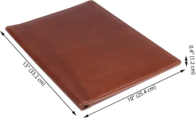 Succor Genuine Leather Business Portfolio Organizer-Professional Padfolio-Leather Binder-Document Holder-Resume Folder-A4 PAD Folio for Men and Women-13”x10”-Brown