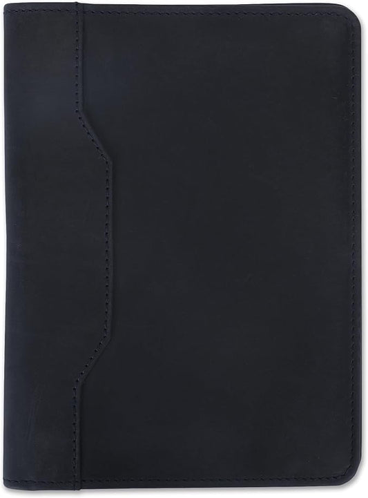 Leather Junior Padfolio for Men Women Business Portfolio Folder Compact 5 x 8 Legal Pad Organizer with Pen Loop Professional Resume Interview Document Holder Padfolio (Blue)