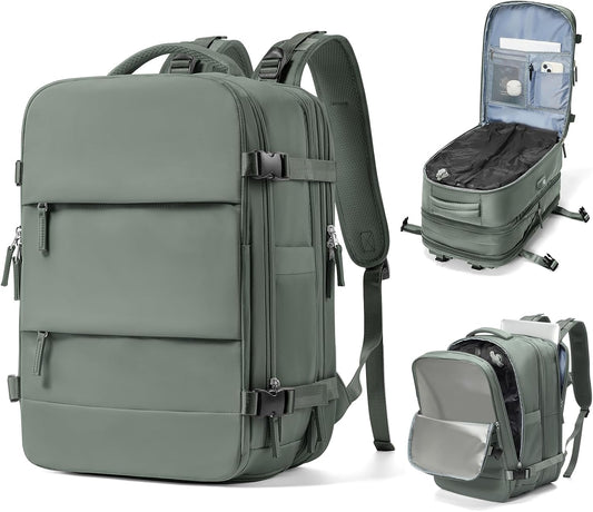 Vacuum Backpack With Vacuum Compression,Expanded Travel Laptop Backpacks For Women Men,Carry On Backpack Vacpack Backpacks With Pump Seal Packing, Personal Item Travel Bag Olive Green