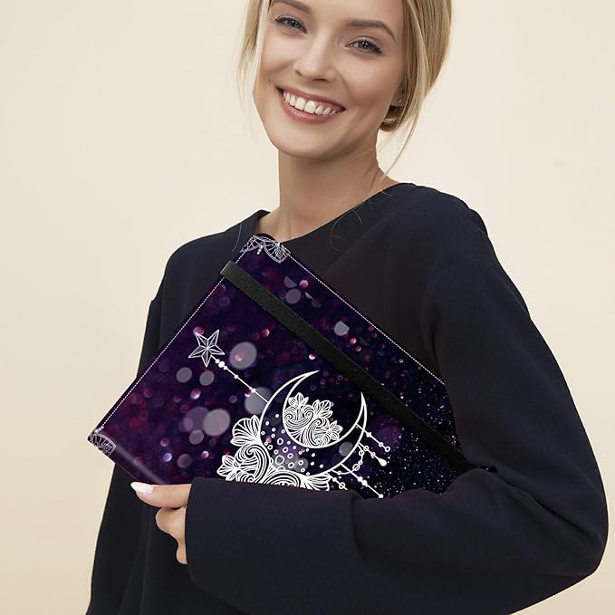 Padfolio Folder with Clipboard,Portfolios Organizer Clipboards with Storage Clipboard Writing Pad PU Leather Conference Document Organizer with Business Card Holder,Moonflower