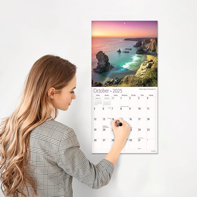 RED EMBER Seasides 2025 Wall Calendar 12 Month | 12" x 24" Open | Thick & Sturdy Paper | Giftable | Calendar 2025