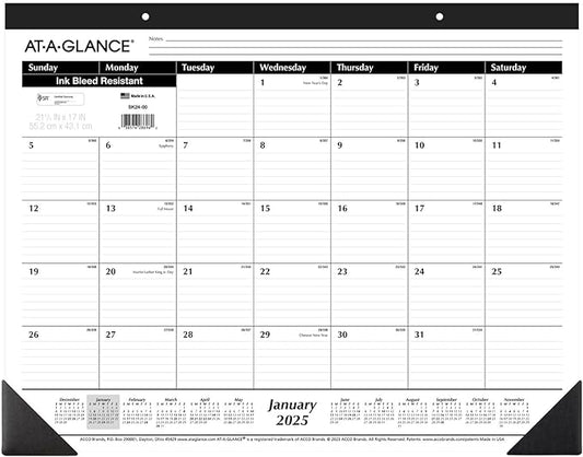 AT-A-GLANCE 2025 Desk Calendar, Desk Pad, 21-3/4" x 17", Large, Ruled Blocks, Monthly (SK250025)