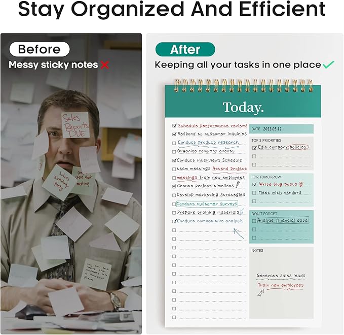 To Do List Pad - To Do List Notebook for Work with 52 Sheets, Undated Daily Planner Perfect for Daily Tasks and Goal Setting, To Do List Notepad Suitable for Office, Home and School-Greenery Sway