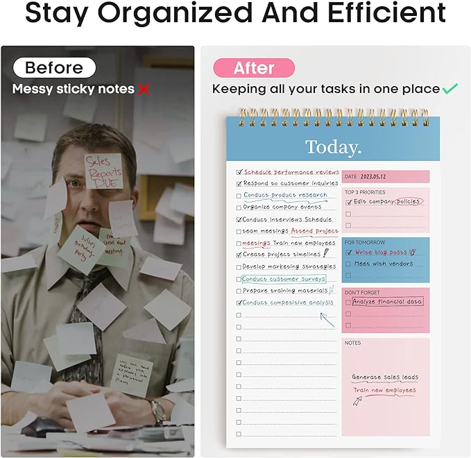 To Do List Pad - To Do List Notebook for Work with 52 Sheets, Undated Daily Planner Perfect for Daily Tasks and Goal Setting, To Do List Notepad Suitable for Office, Home and School-Early Dawn