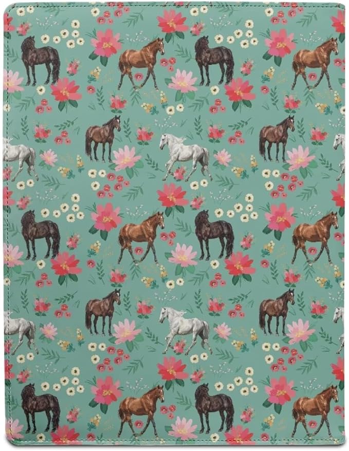 Cozeyat Floral Horse Clipboard Folder Portfolio, A4 Leather Padfolio Clipboard, Business Portfolio Clipboard Folder Professional Portfolio for Interview Resume Office Conference
