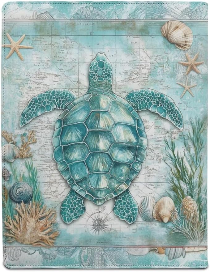 Cozeyat Sea Turtle Padfolio with Clipboard for Women Folders for School Aesthetic Portfolio Binder Organizer, A4 Business Interview Resume Folder