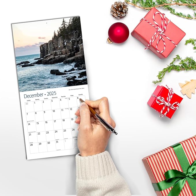 RED EMBER America's National Parks Mini 2025 Wall Calendar 12 Month | 7" x 14" Open | Thick & Sturdy Paper | Giftable | Calendar 2025