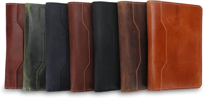 Leather Junior Padfolio for Men Women Business Portfolio Folder Compact 5 x 8 Legal Pad Organizer with Pen Loop Professional Resume Interview Document Holder Padfolio (Tan)