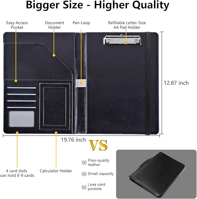 Forest in Rain Padfolio Folder with Clipboard,Portfolios Organizer Clipboards with Storage Clipboard Writing Pad PU Leather Conference Document Organizer with Business Card Holder