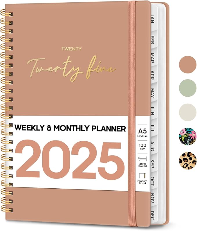 2025 Planner - Weekly and Monthly Planner, January 2025 to December 2025, Spiral Bound 2025 Calendar Planner Book, Inner Pocket, Perfect for Office Home School Supplies - A5 (6.3" x 8.5"), Rose