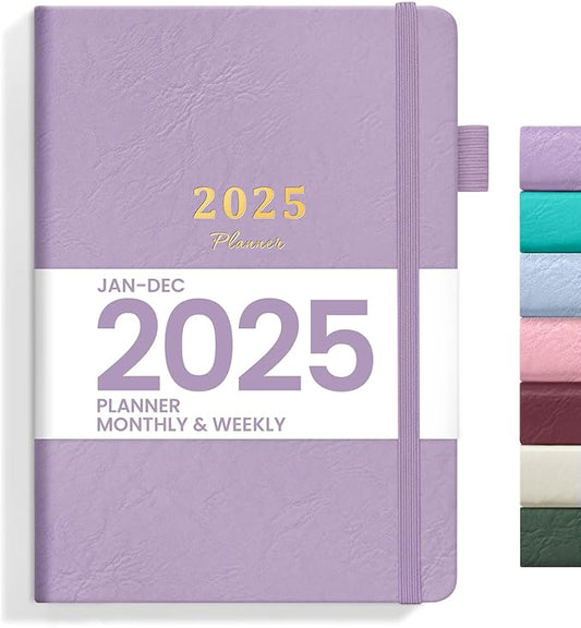 2025 Planner - Weekly and Monthly Planner, January 2025 to December 2025, Hardcover 2025 Calendar Planner Book, Inner Pocket, Perfect for Office Home School Supplies - A5 (5.8" x 8.4"), Purple