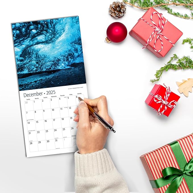 RED EMBER Wonders of Planet Earth Mini 2025 Wall Calendar 12 Month | 7" x 14" Open | Thick & Sturdy Paper | Giftable | Calendar 2025