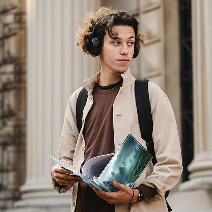 Forest in Rain Padfolio Folder with Clipboard,Portfolios Organizer Clipboards with Storage Clipboard Writing Pad PU Leather Conference Document Organizer with Business Card Holder