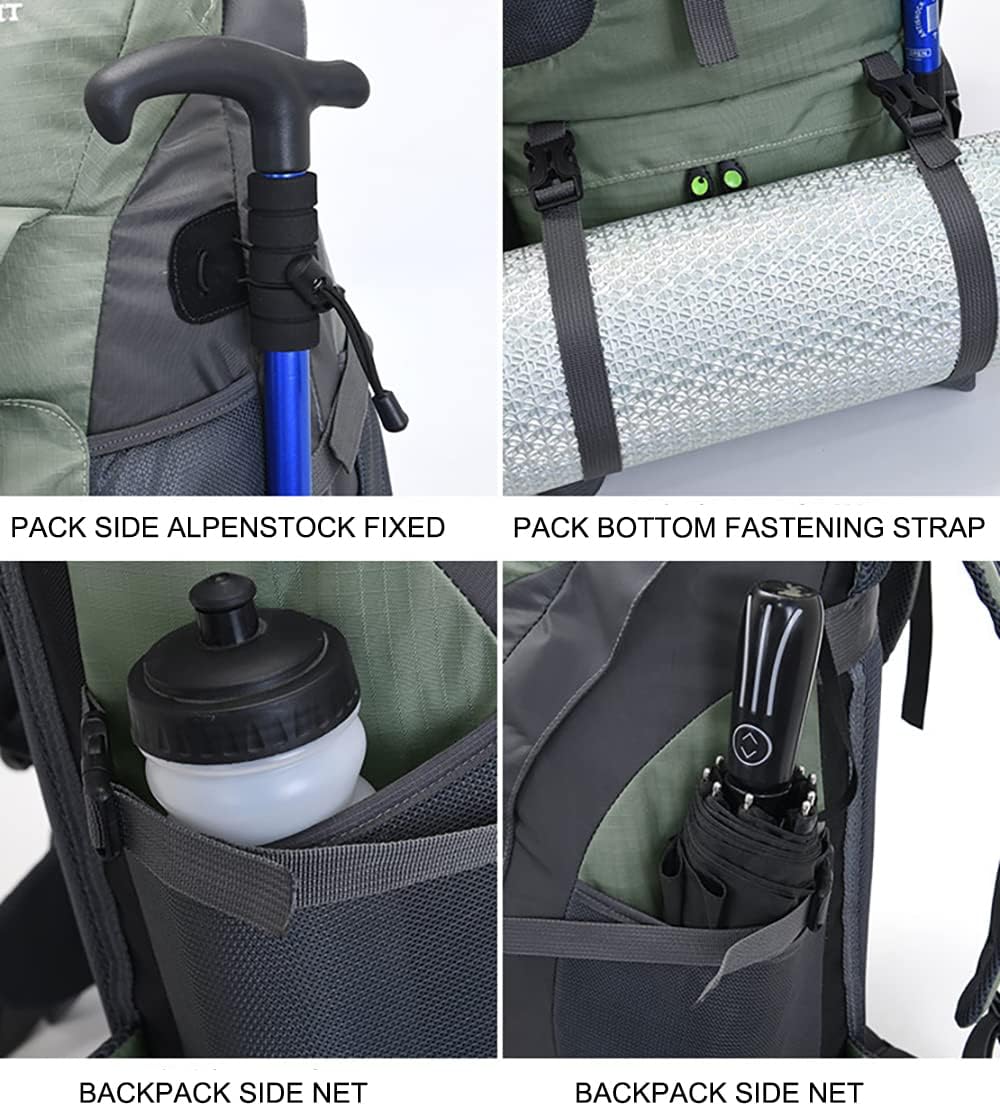 Bseash 50L Hiking Backpack, Water Resistant Lightweight Outdoor Sport Daypack Travel Bag for Camping Climbing Skiing Cycling (Light Blue - No Shoe Compartment)