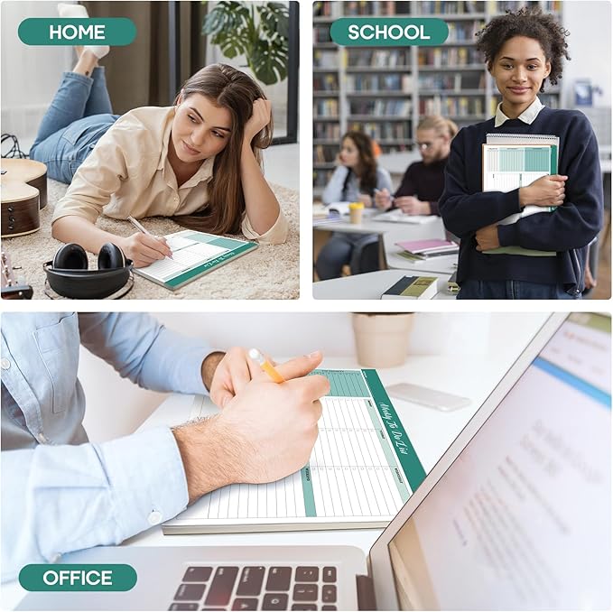 Weekly To Do List Notepad with 52 Tear Off Sheets（8.5"×11"）- Undated Weekly Desk Planner for Women & Man,Work and Home-Greenery Sway