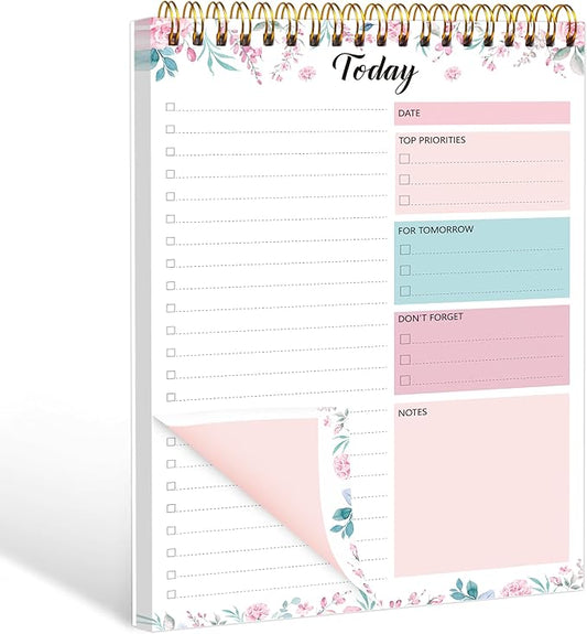 To Do List Notepad - To Do List Notebook for Work with 52 Sheets, 6.5" x 9.8" Checklist Productivity Organizer with Hourly Schedule for Task Management-Roseous