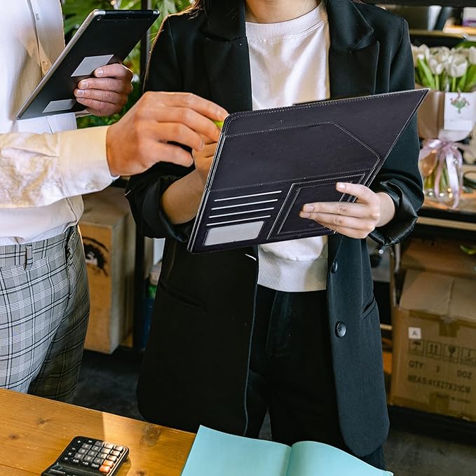 Padfolio Folder with Clipboard,Portfolios Organizer Clipboards with Storage Clipboard Writing Pad PU Leather Conference Document Organizer with Business Card Holder,Turtle