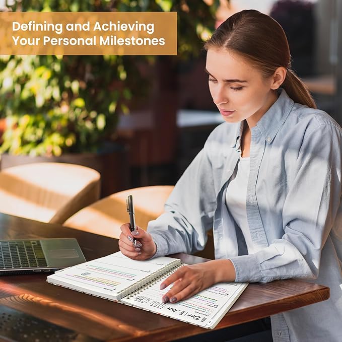 2025 Planner Weekly and Monthly, Jan 2025 - Dec 2025, Hardcover 2025 Calendar Planner Book with Monthly Tabs, Inner Pocket, Aesthetic Planner 2025 for Office Home School Planning - A5 (6.3" x 8.5"), Spiral Bound, Stripes