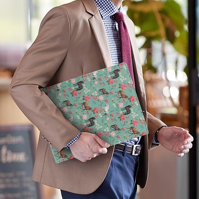 Cozeyat Floral Horse Clipboard Folder Portfolio, A4 Leather Padfolio Clipboard, Business Portfolio Clipboard Folder Professional Portfolio for Interview Resume Office Conference