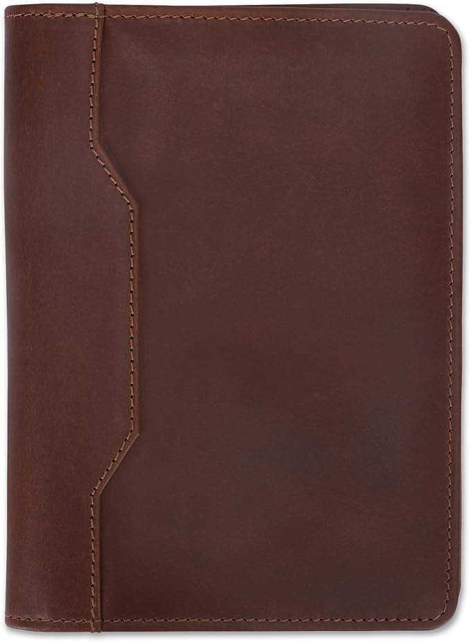 Leather Junior Padfolio for Men Women Business Portfolio Folder Compact 5 x 8 Legal Pad Organizer with Pen Loop Professional Resume Interview Document Holder Padfolio (Tan)