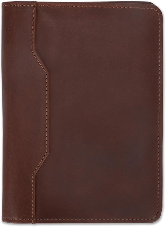 Leather Junior Padfolio for Men Women Business Portfolio Folder Compact 5 x 8 Legal Pad Organizer with Pen Loop Professional Resume Interview Document Holder Padfolio (Tan)