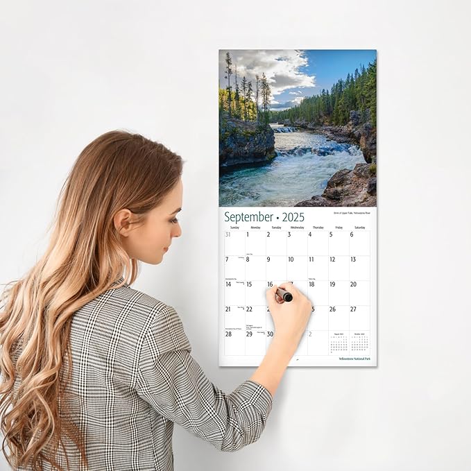 RED EMBER Yellowstone National Park 2025 Wall Calendar 12 Month | 12" x 24" Open | Thick & Sturdy Paper | Giftable | Calendar 2025
