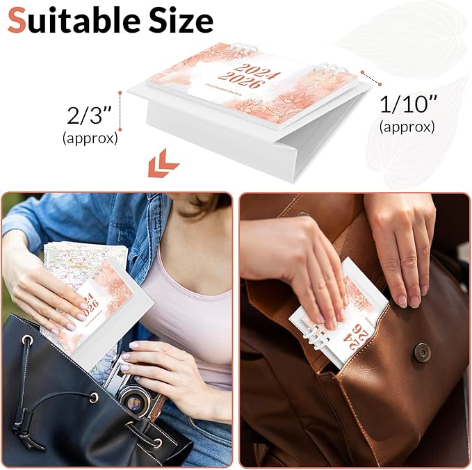 Small Desk Calendar 2024-2025, Aesthetic 2025 Desk Calendar - 6.8" x 3.7" - Runs From November 2024 Until December 2026, 26 Months Mini Desktop Calendar for School, Home and Office Supplies