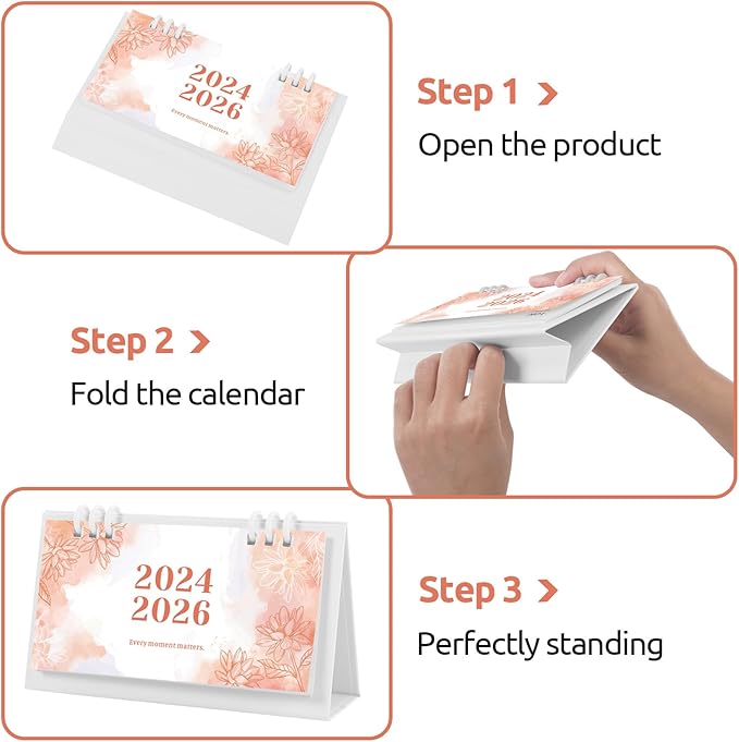 Small Desk Calendar 2024-2025, Aesthetic 2025 Desk Calendar - 6.8" x 3.7" - Runs From November 2024 Until December 2026, 26 Months Mini Desktop Calendar for School, Home and Office Supplies