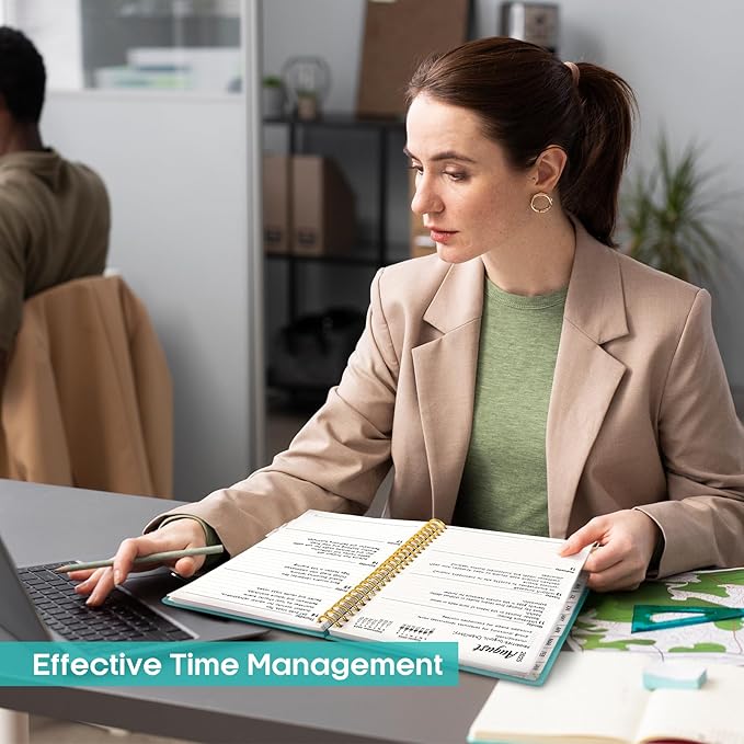 2025 Planner - Weekly and Monthly Planner Spiral Bound, January 2025 - December 2025, Hardcover 2025 Calendar Planner Book with Tabs, Inner Pocket, Perfect for Office Home School Supplies - A4 (8.5" x 11"), Aquamarine