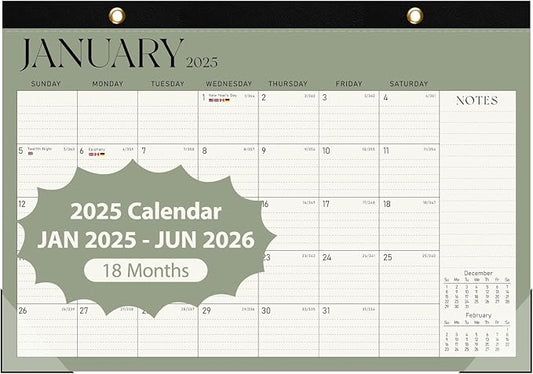 Desk Calendar 2025, January 2025 to June 2026, 18 Months, Large Size 17" x 12" Desktop/Wall Monthly Calendar with To Do List, Personal Desk Calendar Planner for Home, School, Office
