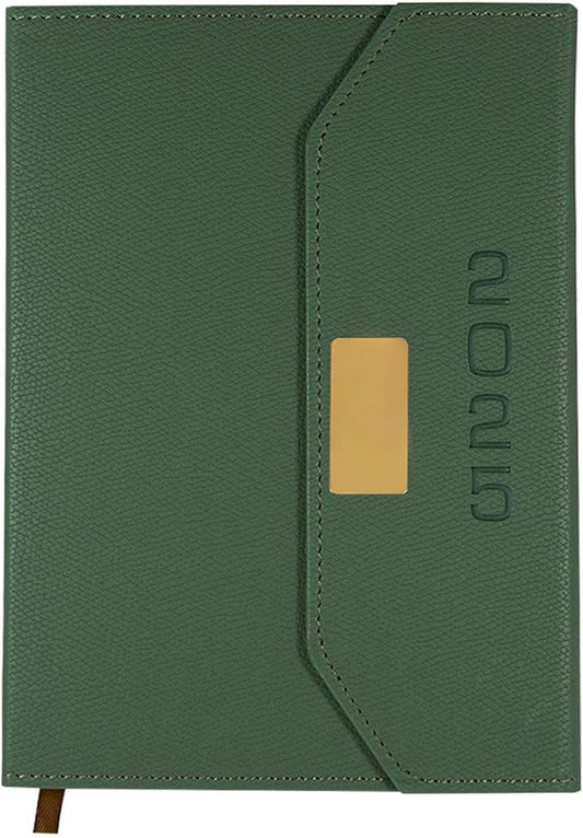 2025 Daily Monthly Planner - Calendar, January - December 2025, 100GSM Thick Paper, Leather Cover, Planner with Hourly Schedule,6.1" x 8.2", Daily Inside Page - Monthly Inside Page, Pen Holder, Bookmarks (Matcha green)