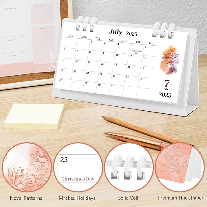 Small Desk Calendar 2024-2025, Aesthetic 2025 Desk Calendar - 6.8" x 3.7" - Runs From November 2024 Until December 2026, 26 Months Mini Desktop Calendar for School, Home and Office Supplies