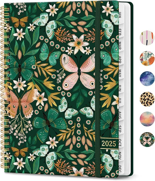 2025 Planner Weekly and Monthly, Jan 2025 - Dec 2025, Hardcover 2025 Calendar Planner Book with Monthly Tabs, Inner Pocket, Aesthetic Planner 2025 for Office Home School Planning - A5 (6.3" x 8.5"), Spiral Bound, Butterfly