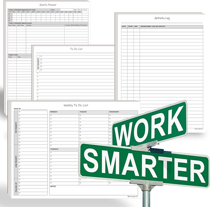 Hourly Planner Notepad. 60 Page Planning Pad w/Appointment Time Block, Task Log List & Note Sections. For Office Work Schedule & Time Management. 8.5 X 11, A4 Sheets.
