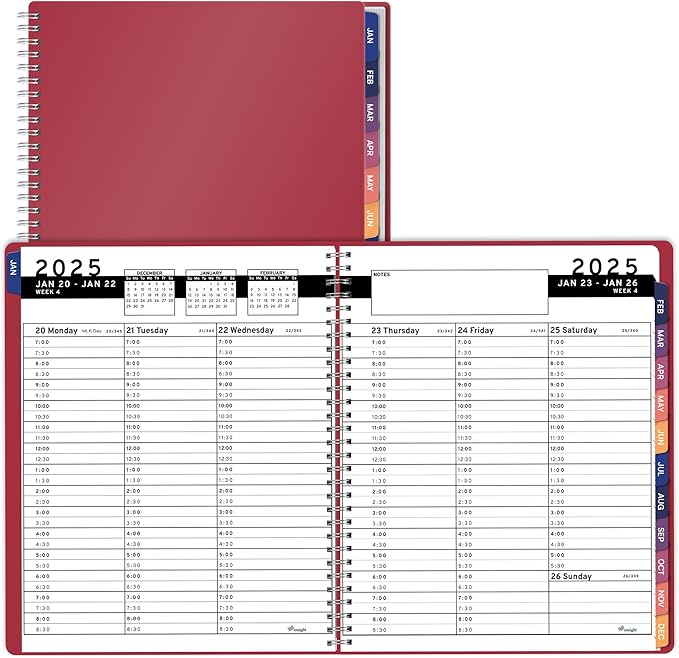 2025 Appointment Book & Planner- Ensight 6.5 x 8.5 inches, Large Tabbed Daily Hourly Weekly Planner, Calendar & Schedule Book 30-Minute time Slots, Business & Personal Planner Jan 2025- Dec 2025- Maroon