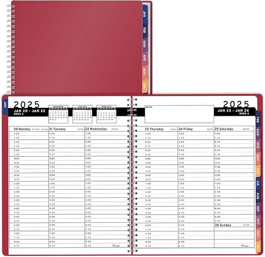 2025 Appointment Book & Planner- Ensight 6.5 x 8.5 inches, Large Tabbed Daily Hourly Weekly Planner, Calendar & Schedule Book 30-Minute time Slots, Business & Personal Planner Jan 2025- Dec 2025- Maroon