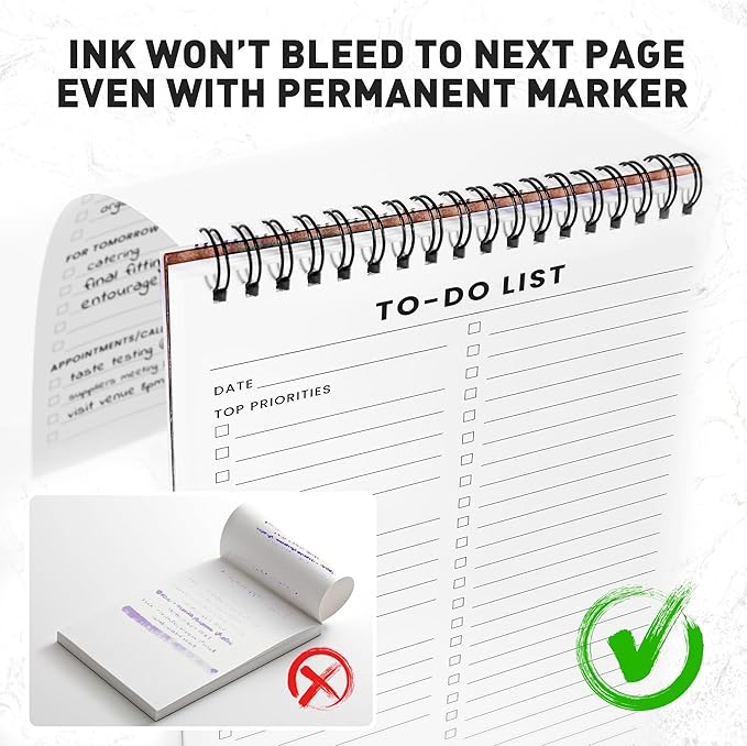 To Do List Notepad 6 Pack: Has Multiple Functional Sections - 5.2 x 8" 35 Sheets - Spiral Daily Planner Notebook - Task CheckList Organizer Agenda Pad for Work, Note and Todo Organization