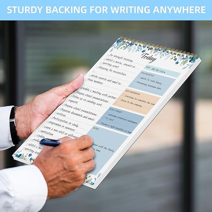 To Do List Notepad - To Do List Notebook for Work with 52 Sheets, 6.5" x 9.8" Checklist Productivity Organizer with Hourly Schedule for Task Management-Azure