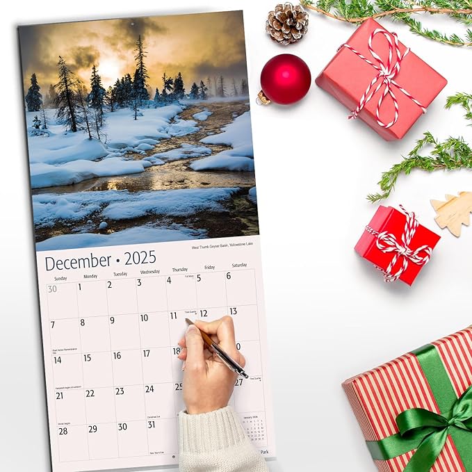 RED EMBER Yellowstone National Park 2025 Wall Calendar 12 Month | 12" x 24" Open | Thick & Sturdy Paper | Giftable | Calendar 2025