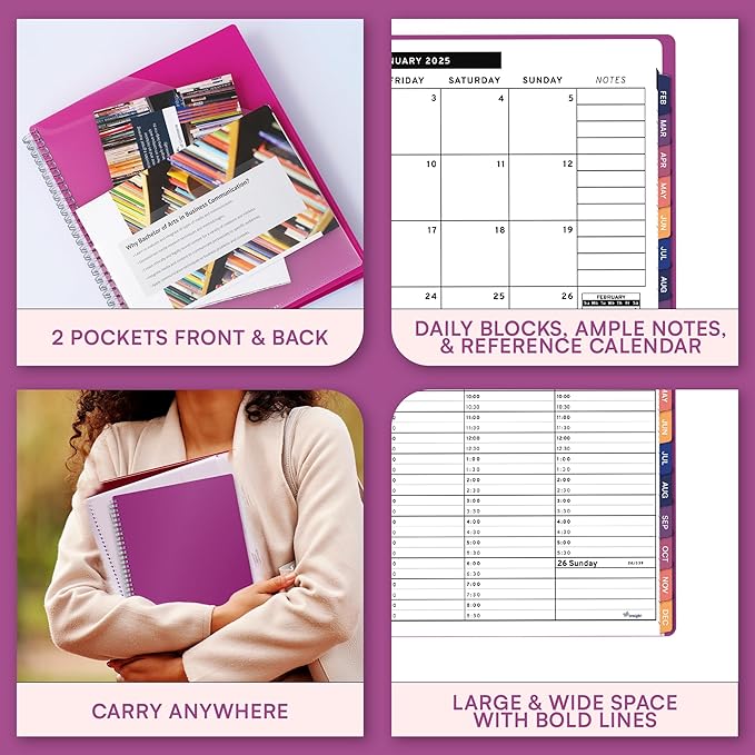 2025 Appointment Book & Planner- Ensight 6.5 x 8.5 inches, Large Tabbed Daily Hourly Weekly Planner, Calendar & Schedule Book 30-Minute time Slots, Business & Personal Planner Jan 2025- Dec 2025- Magenta