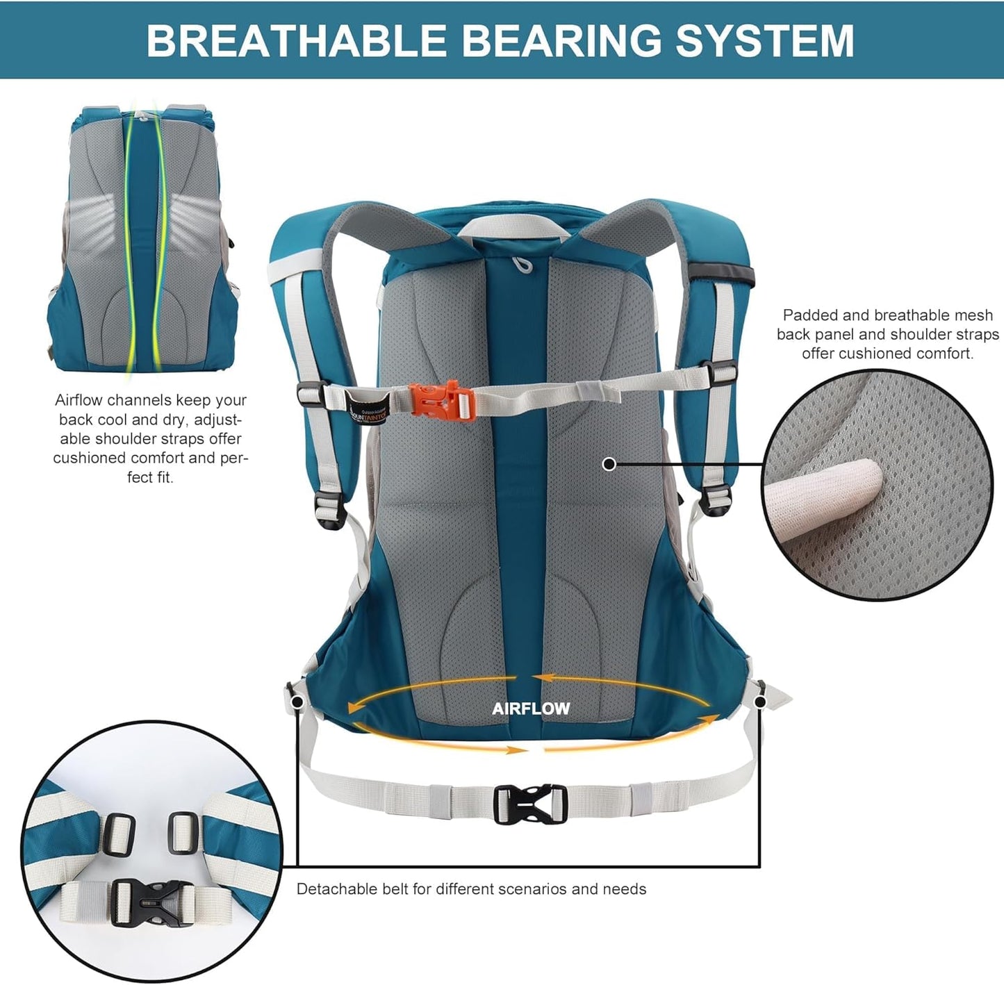 MOUNTAINTOP Hiking Backpack 35L Travel Backpack Lightweight Daypack for Men&Women Outdoor Camping